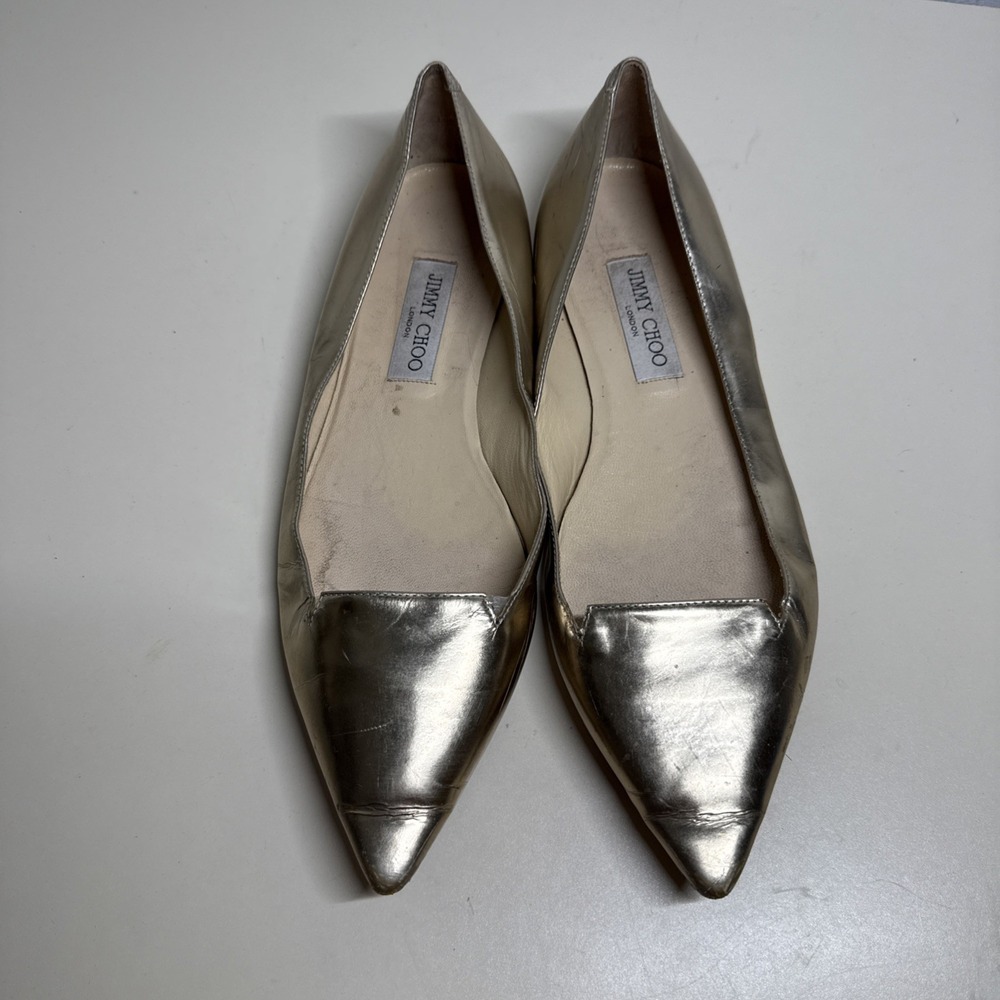 JIMMY CHOO Gold Flat Shoes Size Euro 41, US 11 Casual or Dressy women shoes